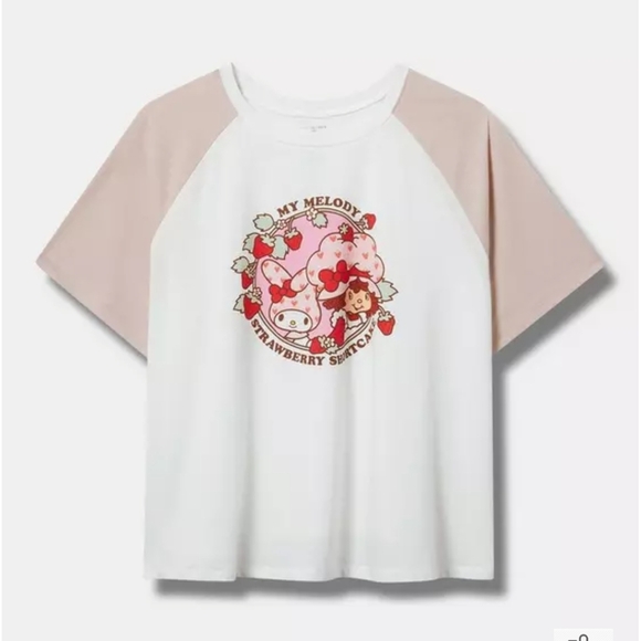 torrid Tops - NWOT Torrid Crop Raglan-My Melody Strawberry Shortcake